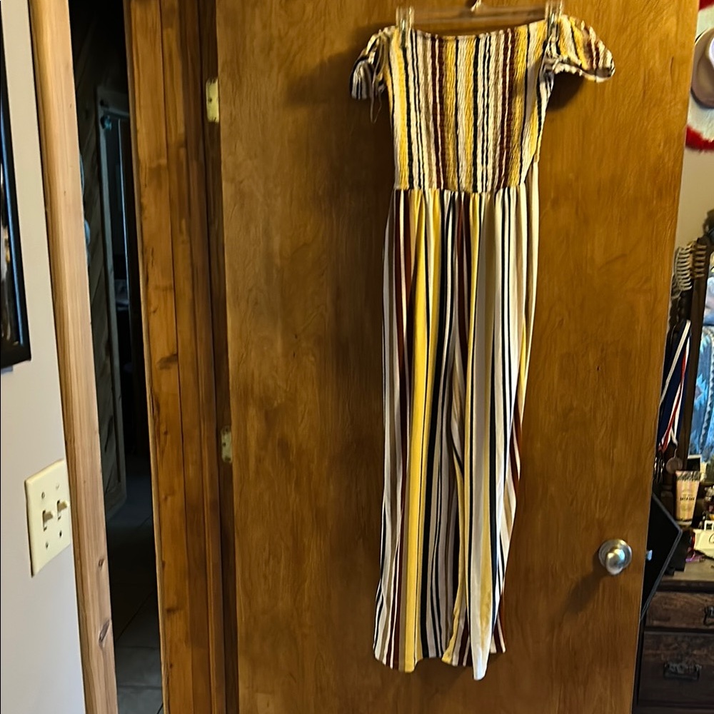 Striped Off-Shoulder Maxi Dress